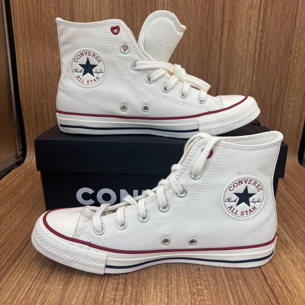 Converse Chuck Taylor All Star Hi Womens 8 White Heart Studs A19055C NEW